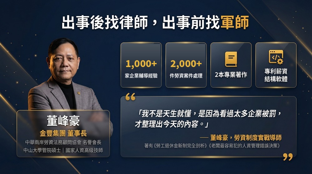 出事後找律師，出事前找軍師｜金豐集團董事長董峰豪 親授勞資制度實務